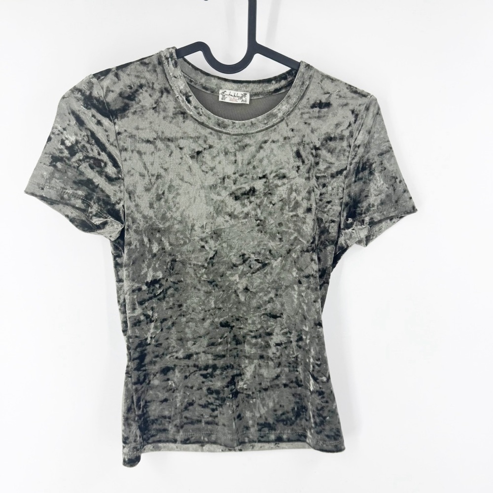 ✅‎ INTIMATELY FREE PEOPLE Crushed Velvet Short Sleeve Top - GREEN SIZE X-SMALL